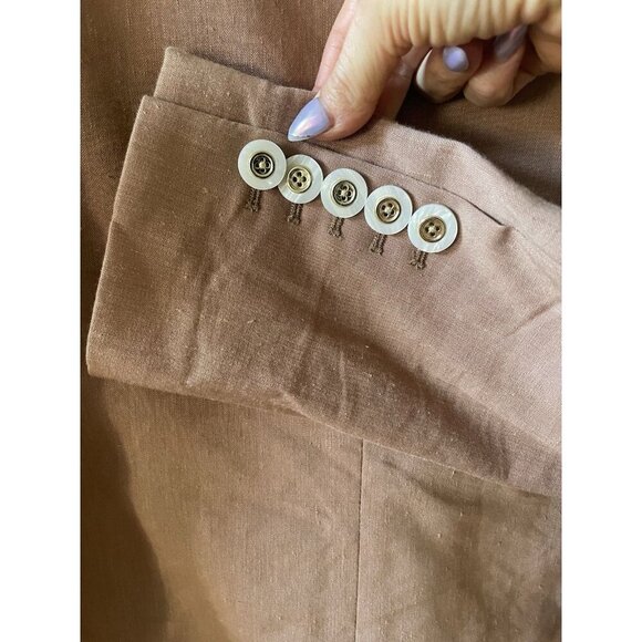 VERONICA BEARD Nisha Linen Jacket Blazer Latte with Pearl Buttons Size 0/2/4 - Picture 9 of 11